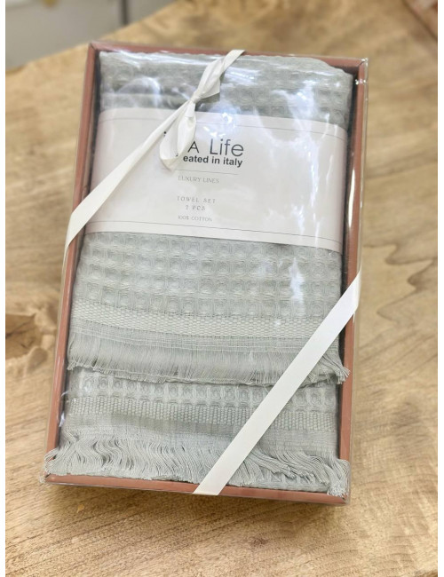 IKRA LIFE | КОМПЛЕКТ ВАФЕЛЬНЫХ ПОЛОТЕНЕЦ (Светло-серый) 50X90 см (1 шт) + 70Х140 см (1 шт)